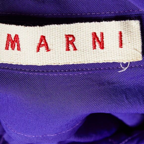 Marni Blue Crepe Puff Sleeve Shirt Blouse S